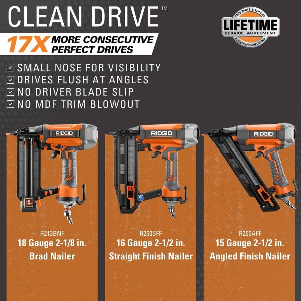 Pneumatic 16-Gauge 2-1/2 in. Straight Finish Nailer with CLEAN DRIVE Technology - Image 9