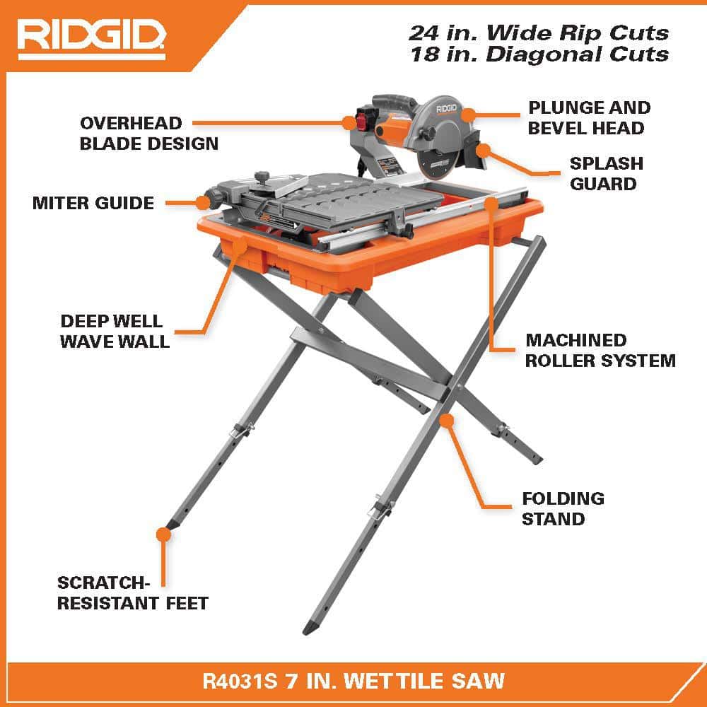 9-Amp 7 in. Blade Corded  Wet Tile Saw with Stand - Image 3