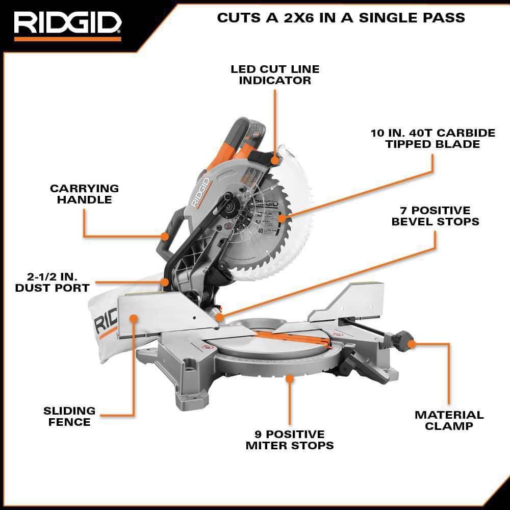 15 Amp 10 in. Corded Dual Bevel Miter Saw with LED Cut Line Indicator - Image 3