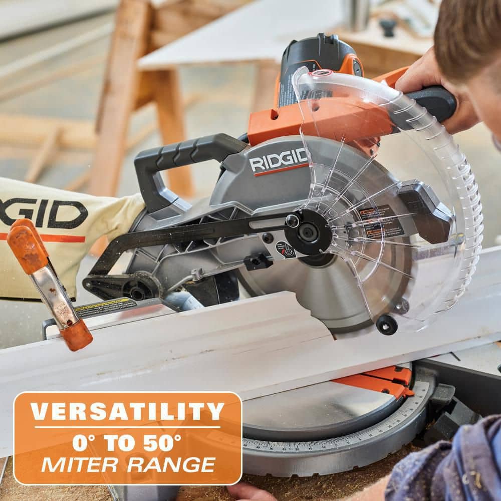 15 Amp 10 in. Corded Dual Bevel Miter Saw with LED Cut Line Indicator - Image 6