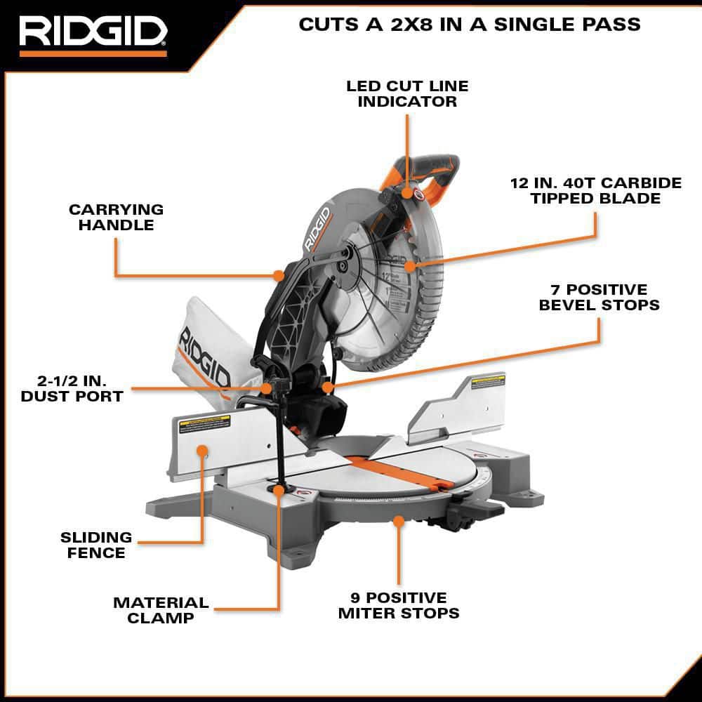 15 Amp Corded 12 in. Dual Bevel Miter Saw with LED Cutline Indicator - Image 3