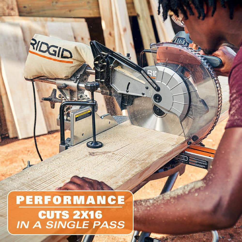 15 Amp Corded 12 in. Dual Bevel Sliding Miter Saw with 70 Deg. Miter Capacity and LED Cut Line Indicator - Image 4