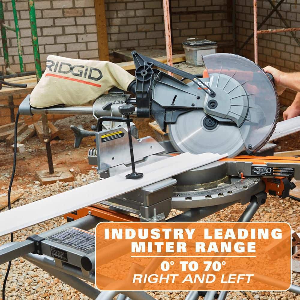 15 Amp Corded 12 in. Dual Bevel Sliding Miter Saw with 70 Deg. Miter Capacity and LED Cut Line Indicator - Image 5