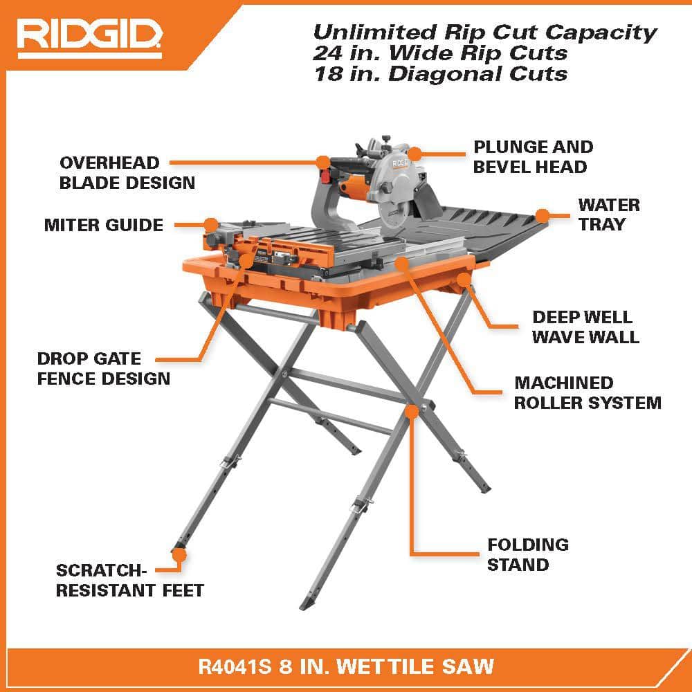 12 Amp 8 in. Blade Corded Wet Tile Saw with Extended Rip - Image 3
