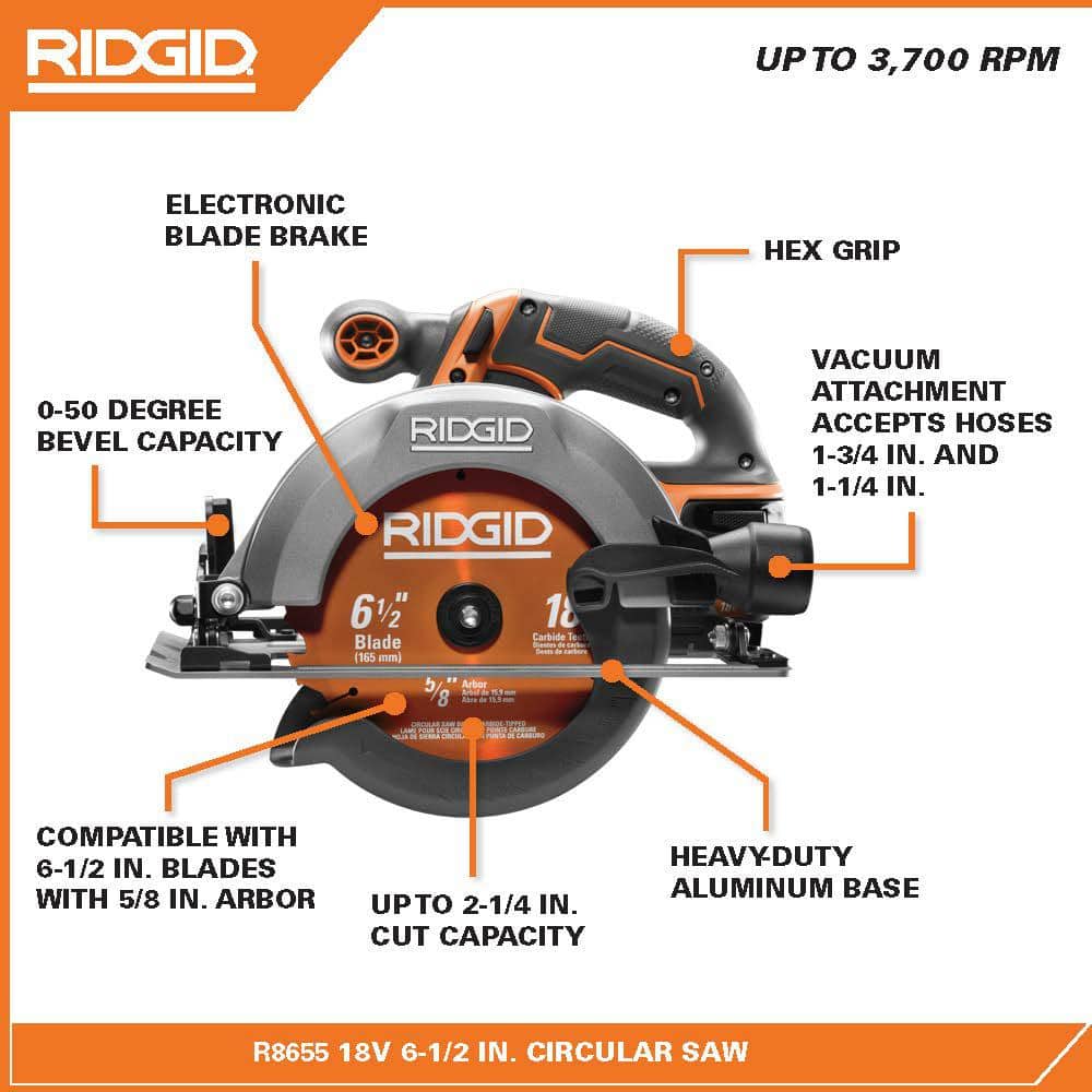 18V Cordless 6 1/2 in. Circular Saw (Tool Only) - Image 3