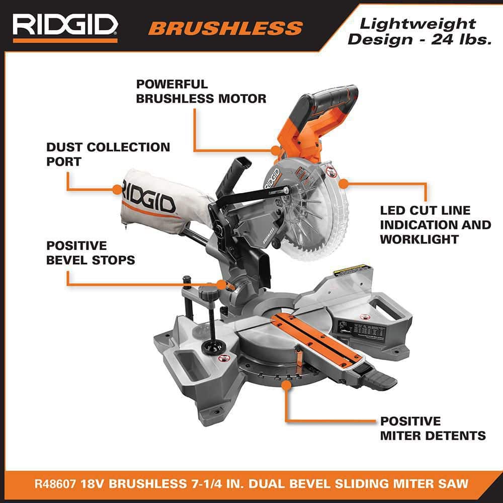 18V Brushless Cordless 7-1/4 in. Dual Bevel Sliding Miter Saw (Tool Only) - Image 3