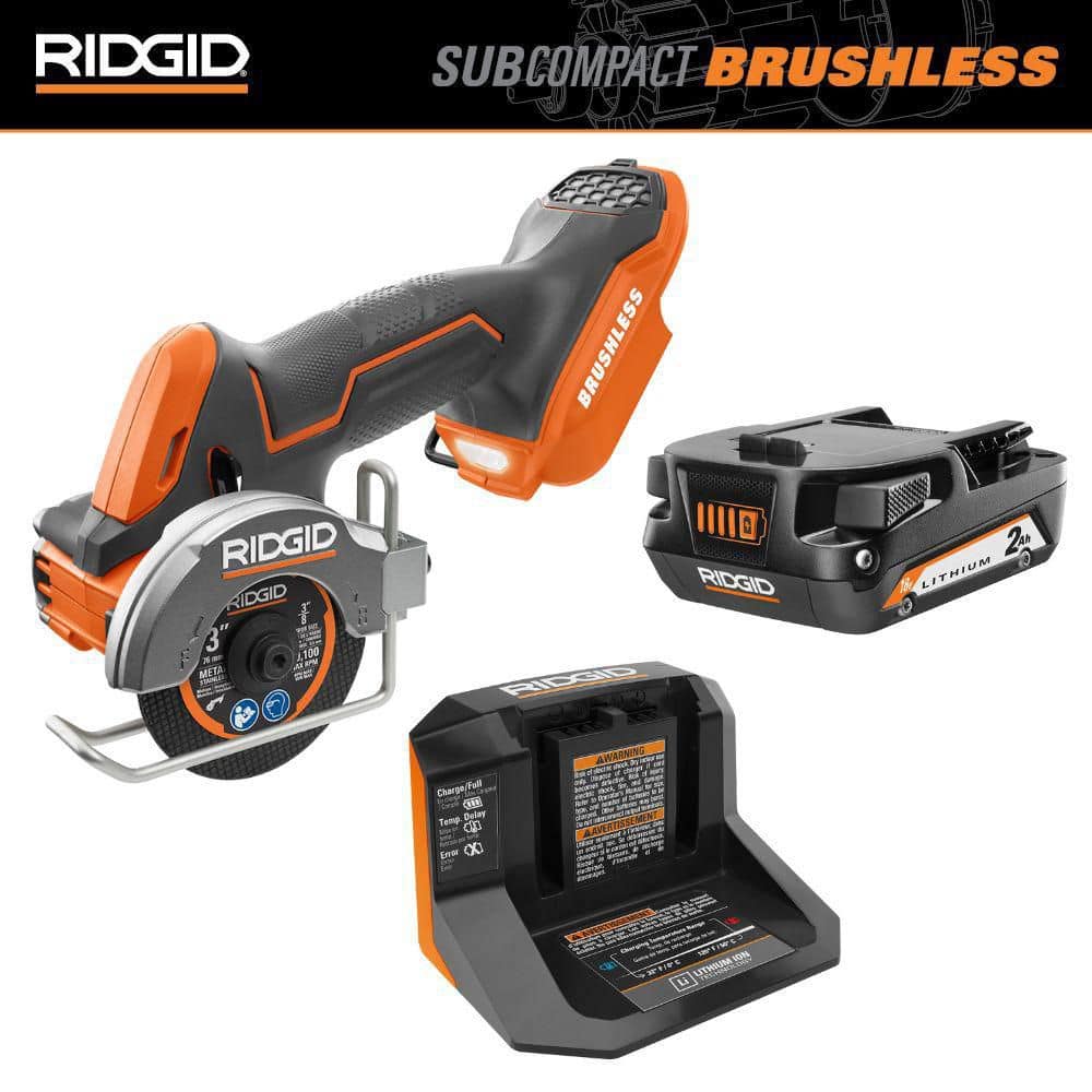 18V SubCompact Brushless Cordless 3 in. Multi-Material Saw Kit with (3) Cutting Wheels, 2.0 Ah Battery, and 18V Charger - Image 11