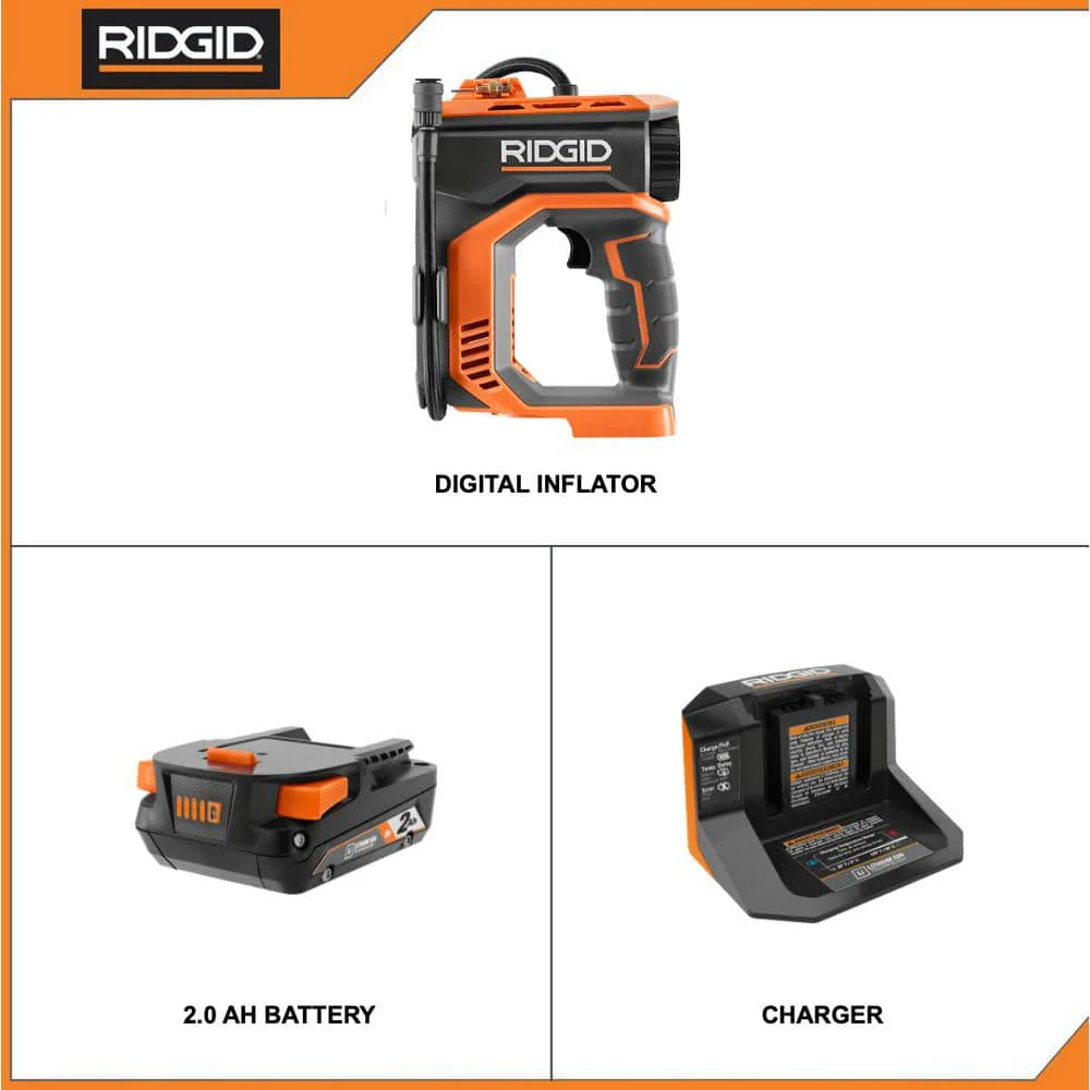 18V Cordless Portable Inflator Kit with 2.0 Ah Battery and Charger - Image 2