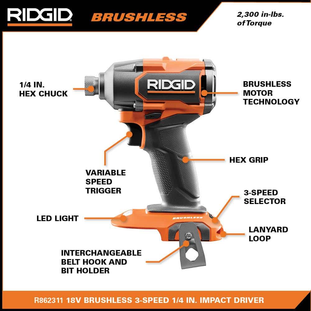 18V Brushless Cordless 3-Speed 1/4 in. Impact Driver (Tool Only) - Image 3