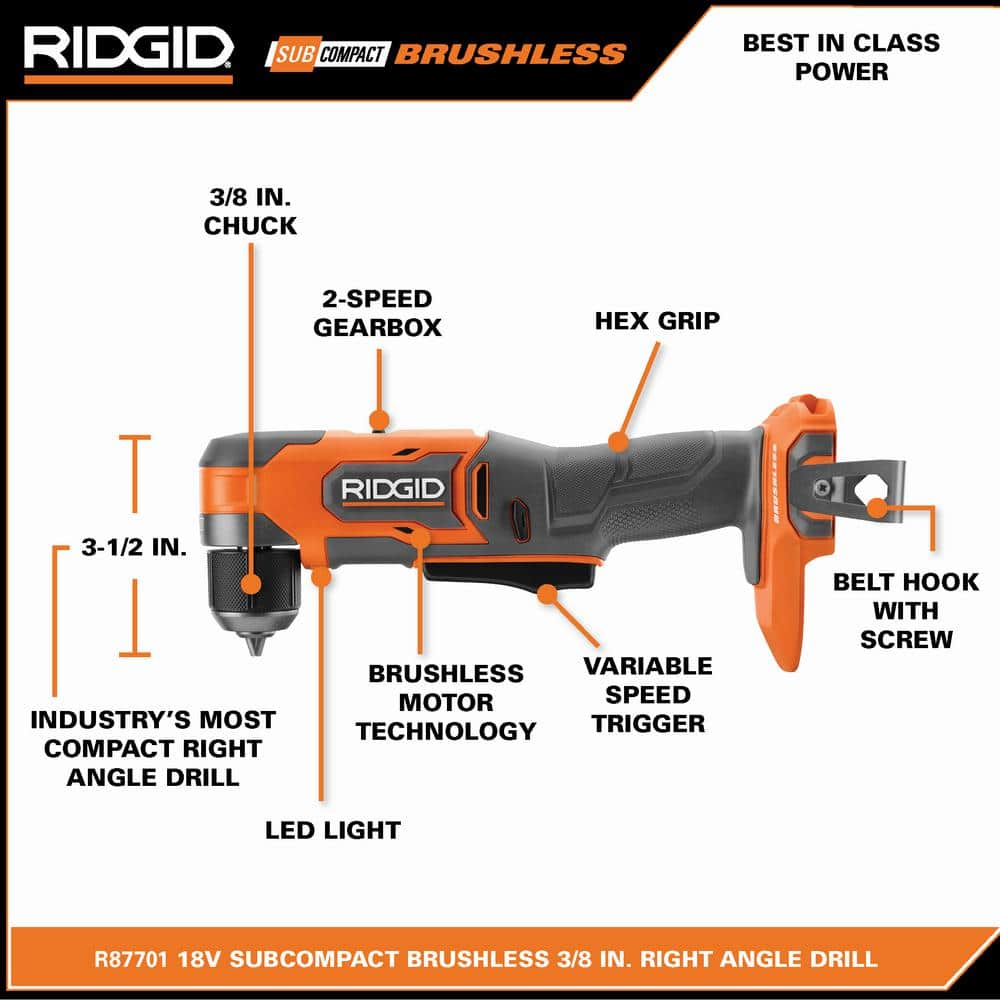 18V SubCompact Brushless Cordless 3/8 in. Right Angle Drill (Tool Only) - Image 3