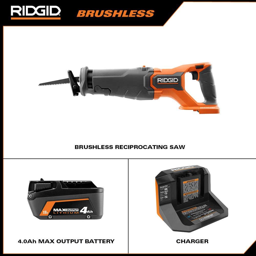 18V Brushless Cordless Reciprocating Saw Kit with (1) 4.0 Ah Battery and Charger - Image 2
