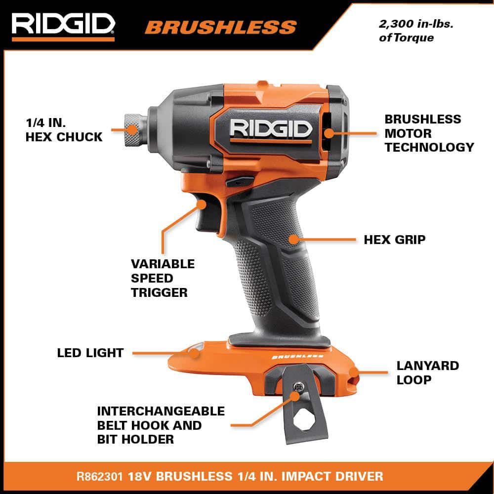 18V Brushless Cordless 2-Tool Combo Kit with Drill/Driver, Impact Driver, (2) Batteries, 18V Charger, and Tool Bag - Image 4