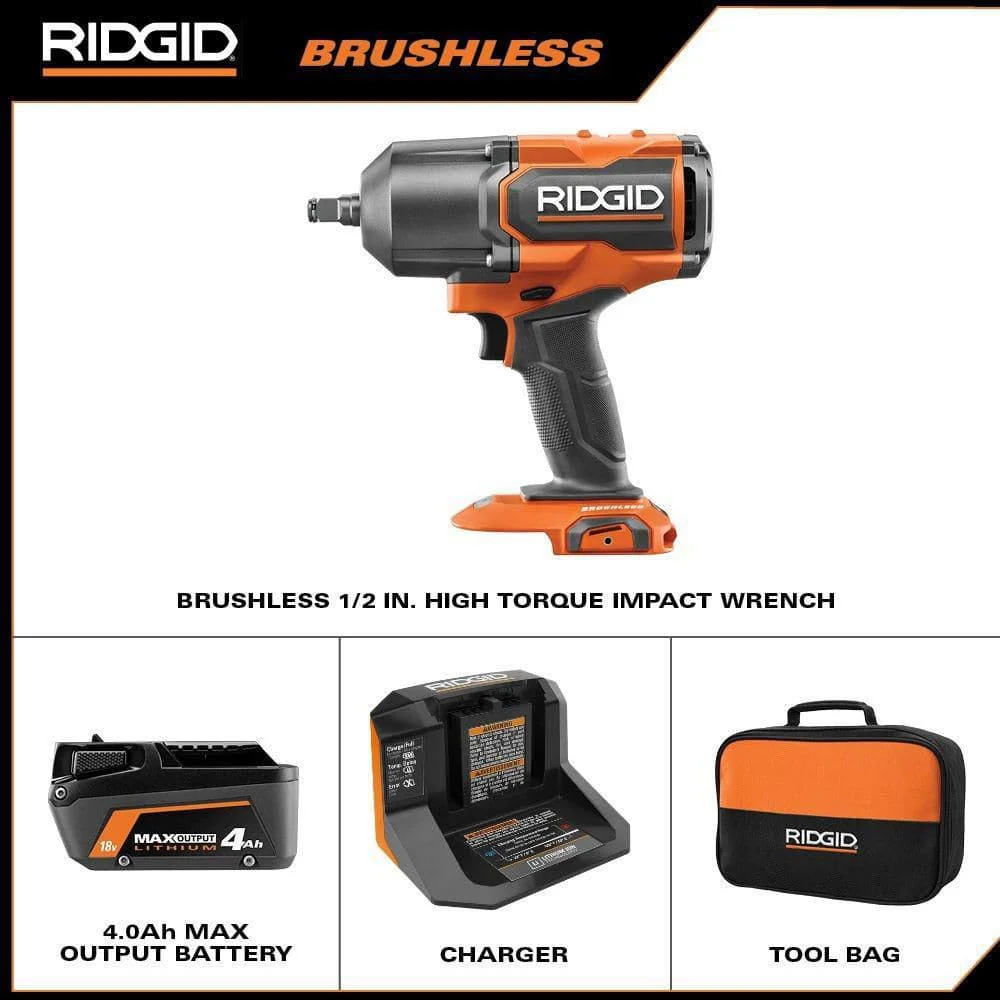 18V Brushless Cordless 4-Mode 1/2 in. High-Torque Impact Wrench Kit with 4.0 Ah Battery and Charger - Image 2
