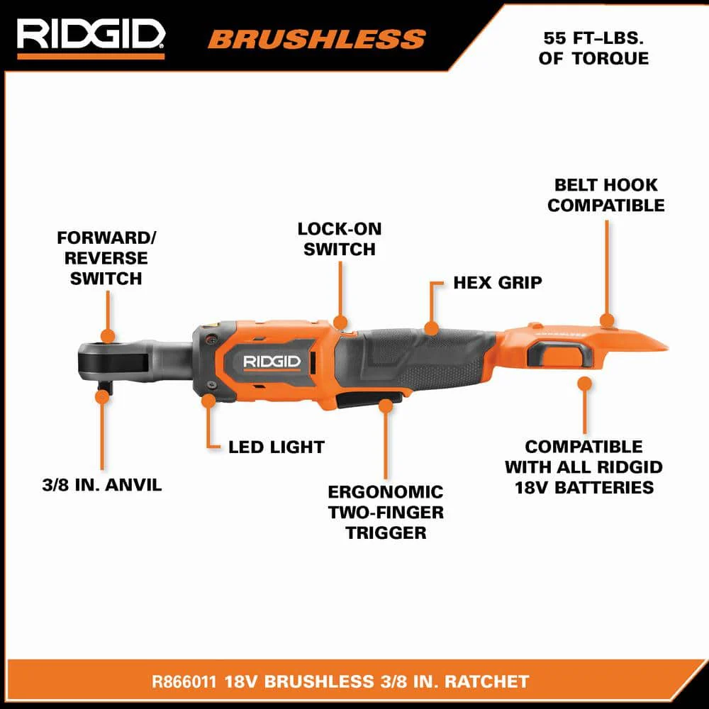 18V Brushless Cordless 3/8 in. Ratchet Kit with 2.0 Ah Battery and Charger - Image 3
