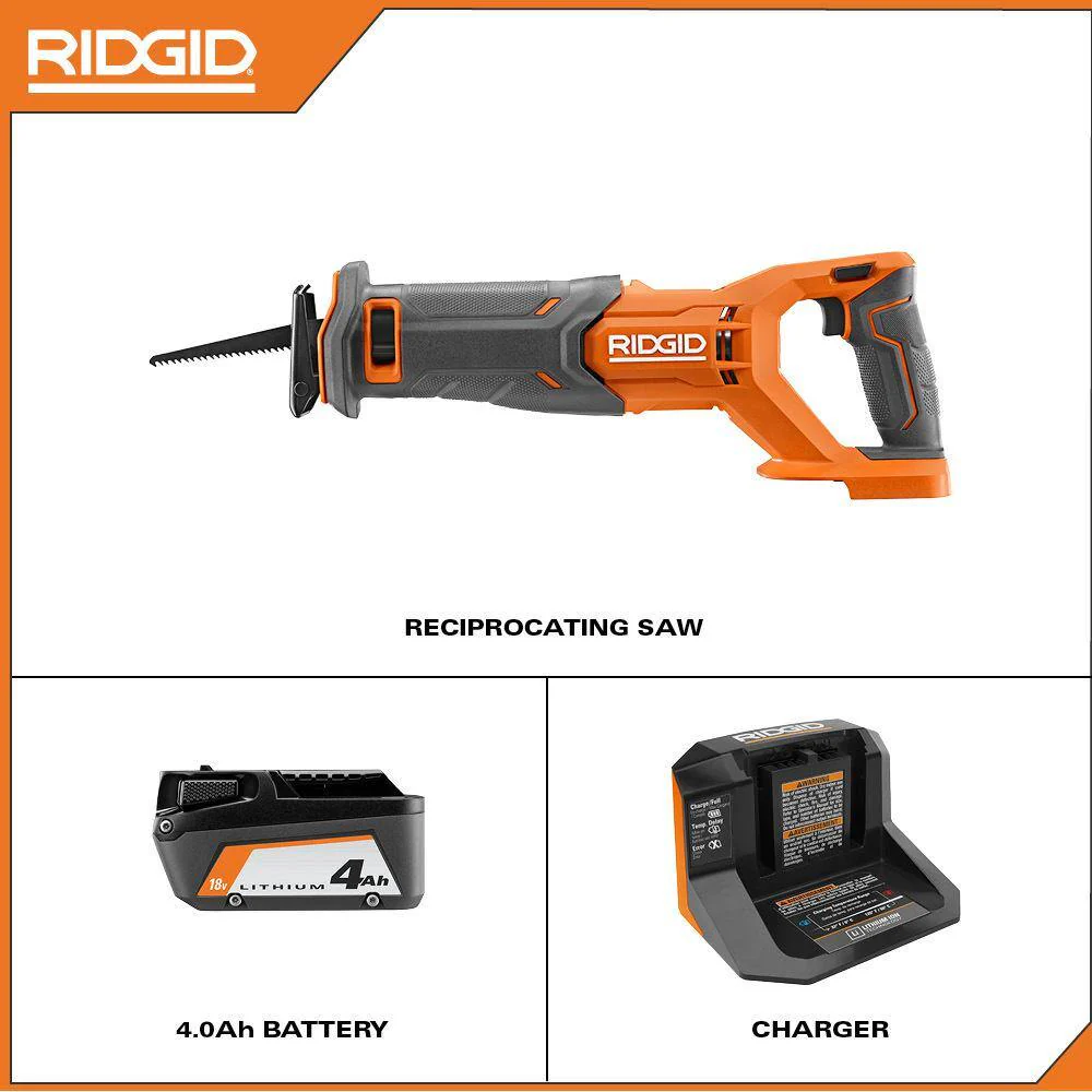 18V Cordless Reciprocating Saw Kit with 4.0 Ah Battery and Charger - Image 14