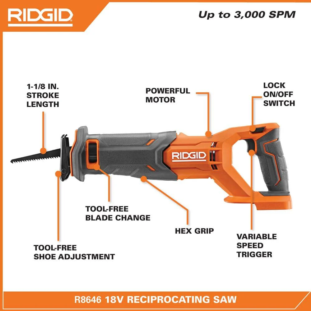 18V Cordless Reciprocating Saw Kit with 4.0 Ah Battery and Charger - Image 4