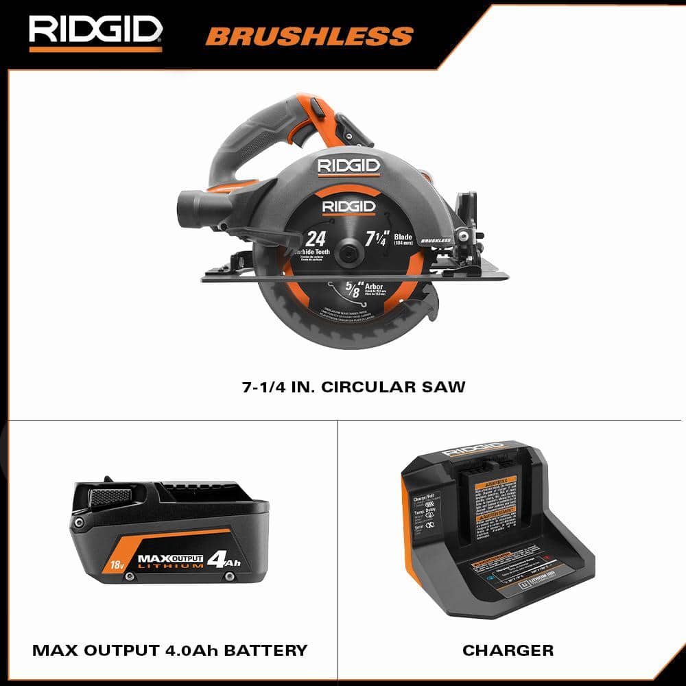 18V Brushless Cordless 7-1/4 in. Circular Saw Kit with 4.0 Ah MAX Output Battery and Charger - Image 2