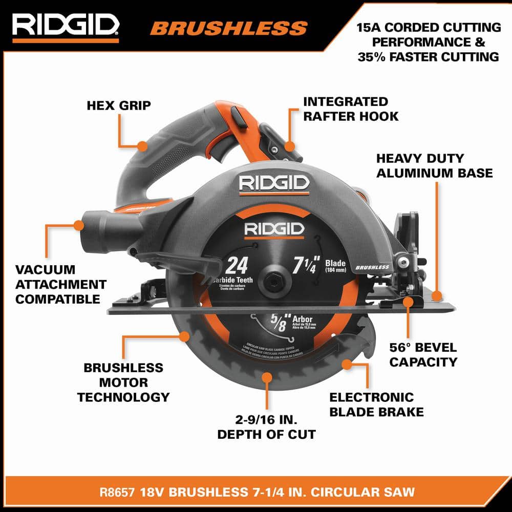 18V Brushless Cordless 7-1/4 in. Circular Saw Kit with 4.0 Ah MAX Output Battery and Charger - Image 3