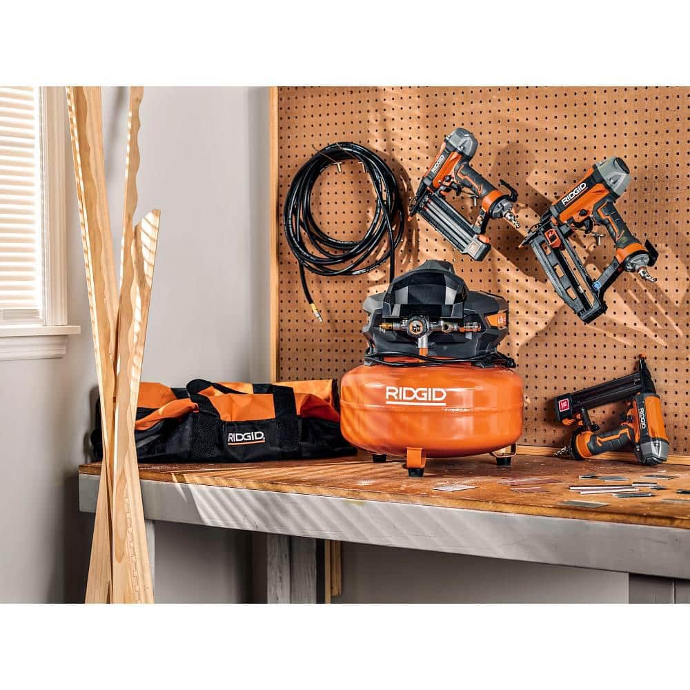 6 Gal. Portable Electric Pancake Air Compressor w/ 18GA Brad Nailer, 16GA Straight Finish Nailer, & 18GA Finish Stapler - Image 13