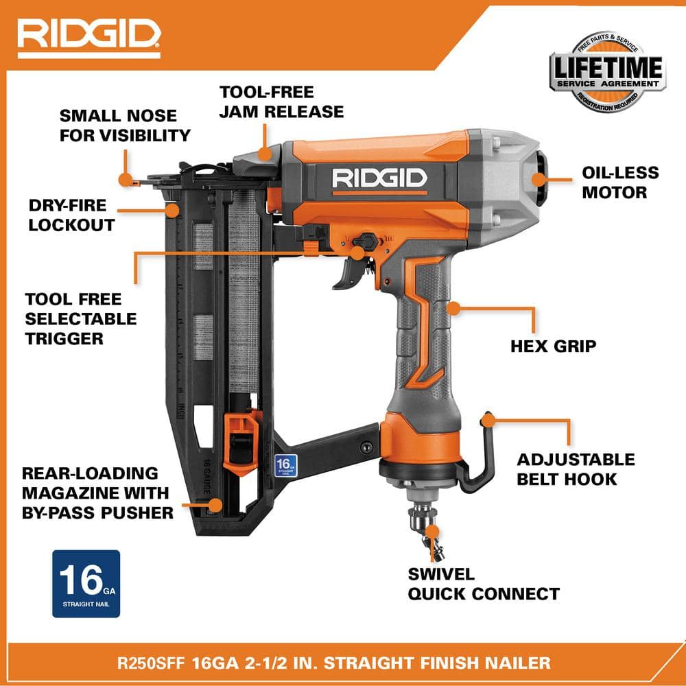 6 Gal. Portable Electric Pancake Air Compressor w/ 18GA Brad Nailer, 16GA Straight Finish Nailer, & 18GA Finish Stapler - Image 3