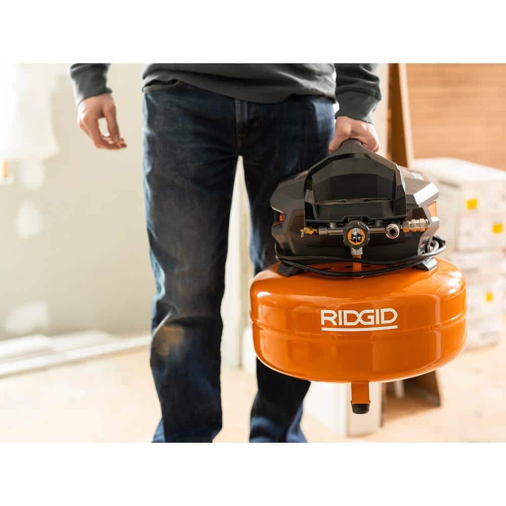 6 Gal. Portable Electric Pancake Air Compressor w/ 18GA Brad Nailer, 16GA Straight Finish Nailer, & 18GA Finish Stapler - Image 9