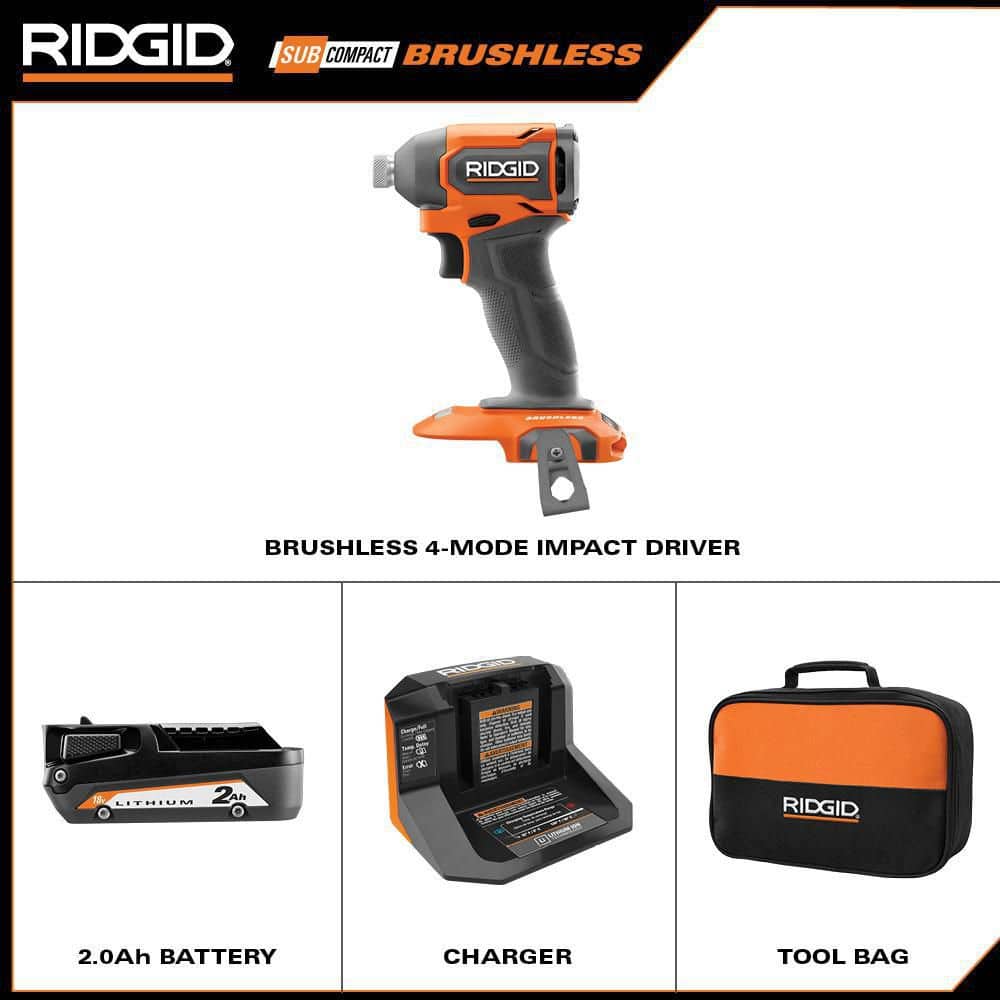 18V SubCompact Brushless Cordless Impact Driver Kit with 2.0 Ah Battery, Charger, and Tool Bag - Image 2