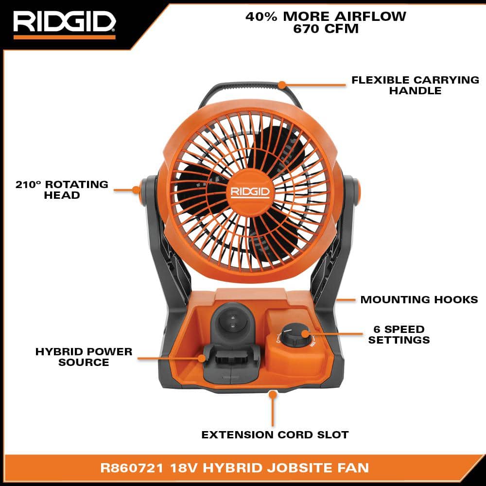 18V Cordless Jobsite Fan Kit with 4.0 Ah Battery and Charger - Image 3