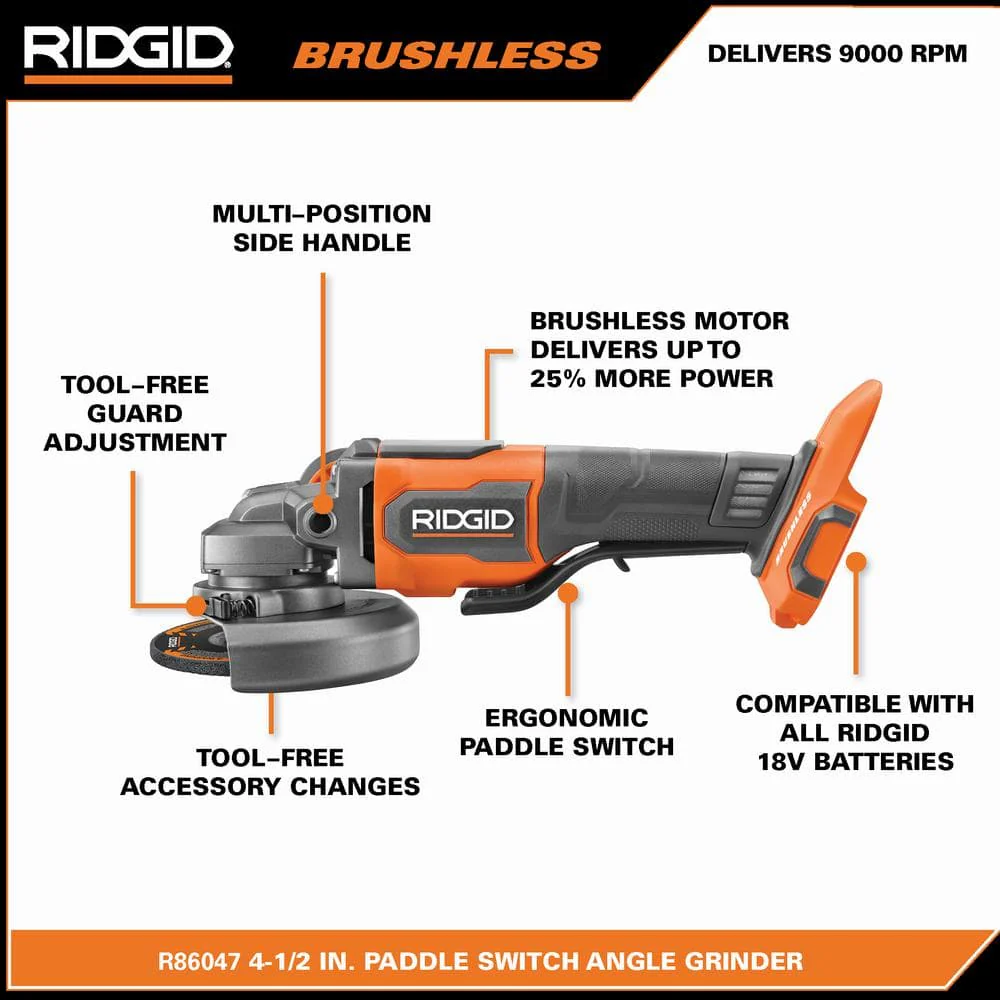 18V Brushless Cordless 4-1/2 in. Angle Grinder Kit with 4.0 Ah Battery and Charger - Image 3