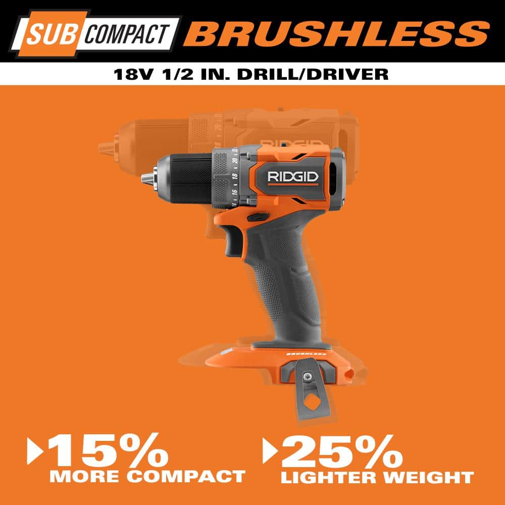 18V SubCompact Brushless 2-Tool Combo Kit with Drill/Driver, Impact Driver, (2) 2.0 Ah Batteries, Charger, and Tool Bag - Image 6