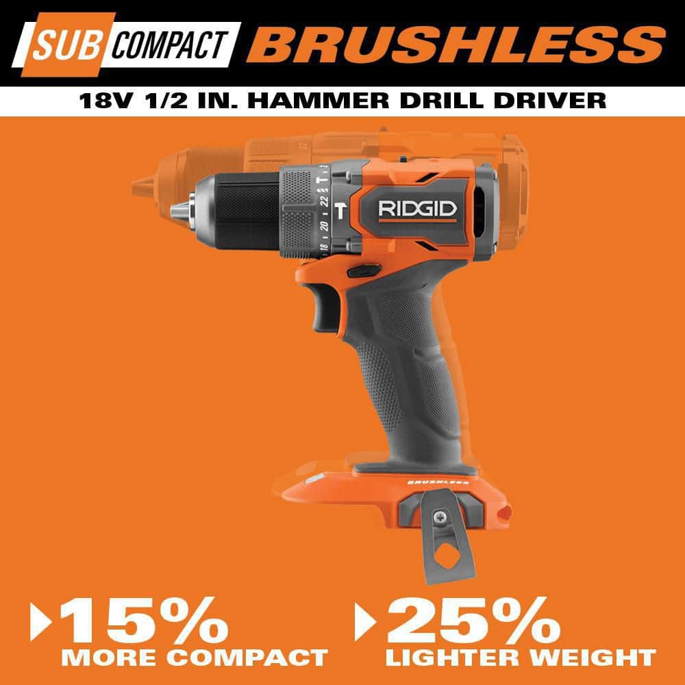 18V SubCompact Brushless Cordless 2- Tool Combo Kit w/ Hammer Drill, Impact Driver, (2) 2.0 Ah Batteries, Charger, & Bag - Image 6
