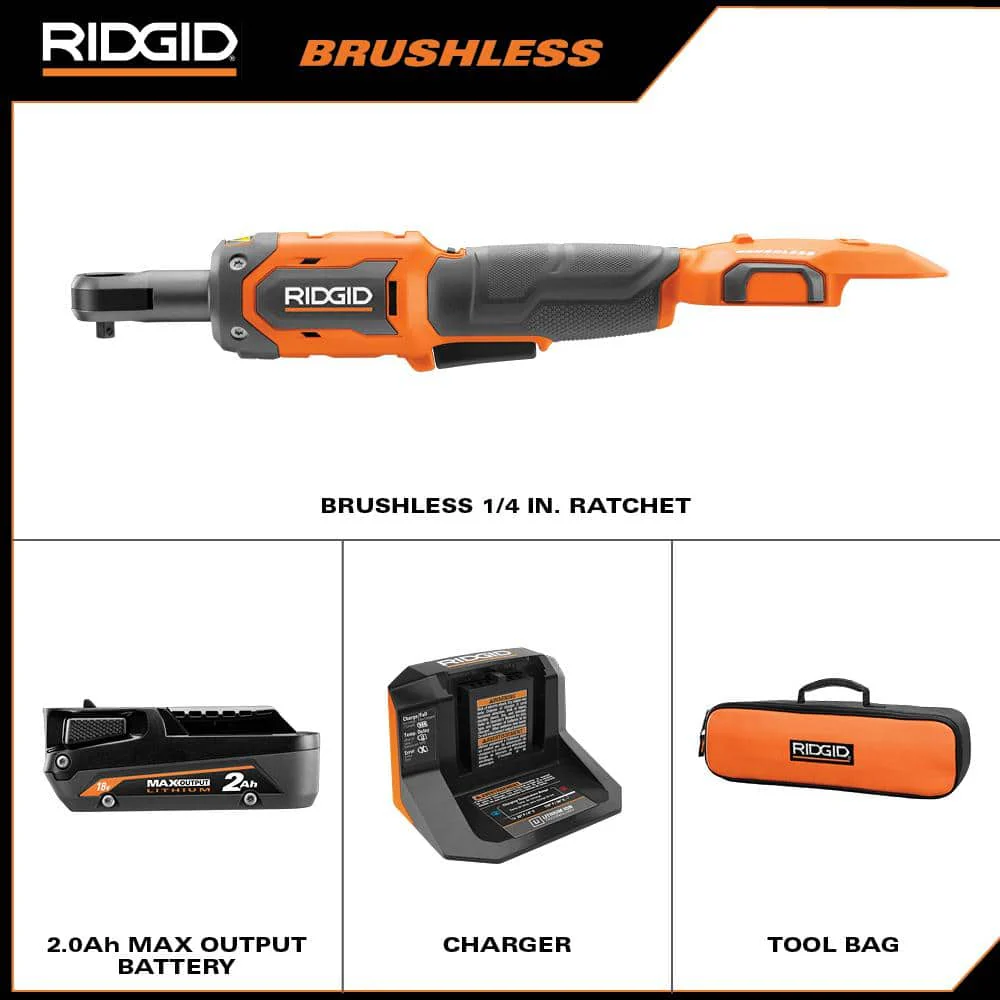 18V Brushless Cordless 1/4 in. Ratchet Kit with 2.0 Ah Battery and Charger - Image 2