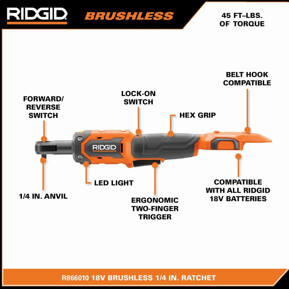18V Brushless Cordless 1/4 in. Ratchet Kit with 2.0 Ah Battery and Charger - Image 3