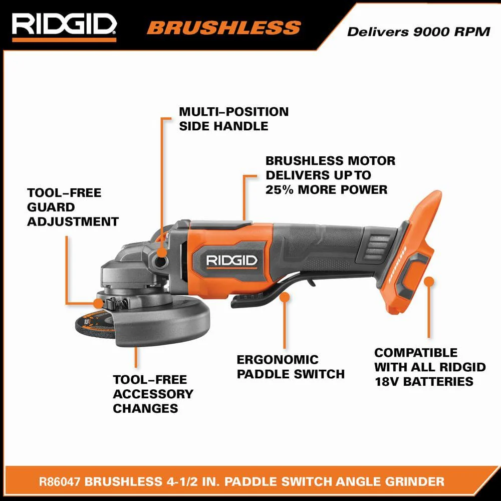 18V Brushless Cordless 4-1/2 in. Paddle Switch Angle Grinder (Tool Only) - Image 3