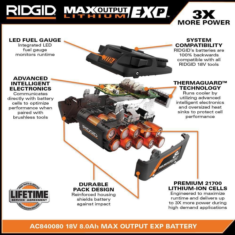 18V 8.0 Ah MAX Output EXP Lithium-Ion Battery - Image 3