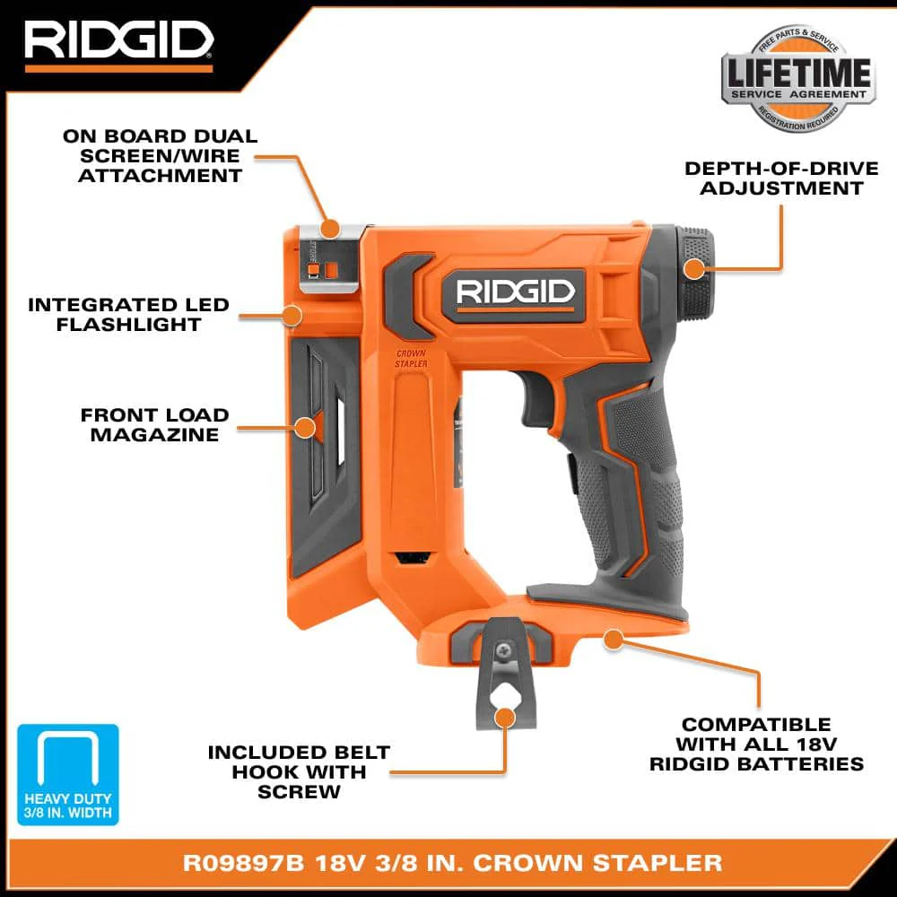 18V Cordless 3/8 in. Crown Stapler Kit with 2.0 Ah Battery and Charger - Image 3