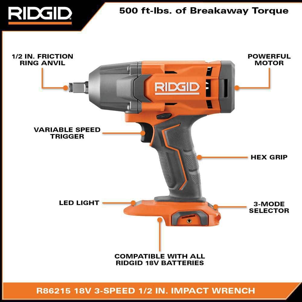18V Cordless 1/2 in. Impact Wrench Kit with 4.0 Ah Battery and Charger - Image 3