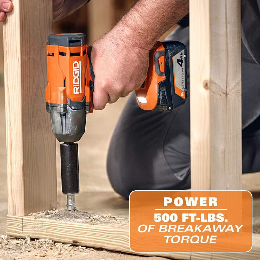 18V Cordless 1/2 in. Impact Wrench Kit with 4.0 Ah Battery and Charger - Image 4