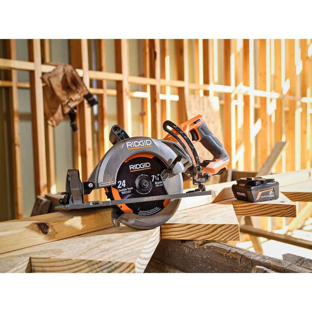 18V Brushless Cordless 7-1/4 in. Rear Handle Circular Saw Kit with 8.0 Ah MAX Output Battery, 18V Charger and Bag - Image 10