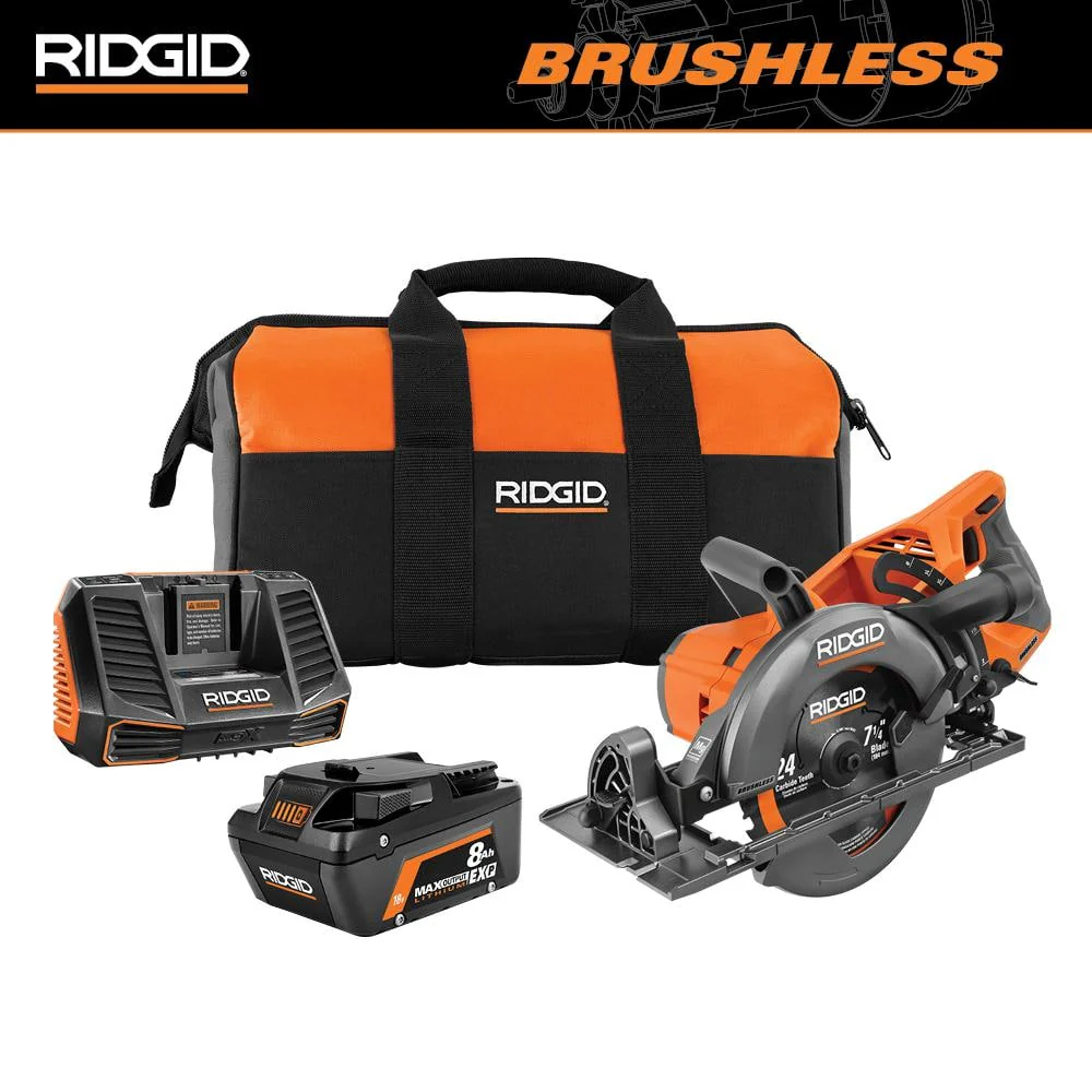 18V Brushless Cordless 7-1/4 in. Rear Handle Circular Saw Kit with 8.0 Ah MAX Output Battery, 18V Charger and Bag - Image 2