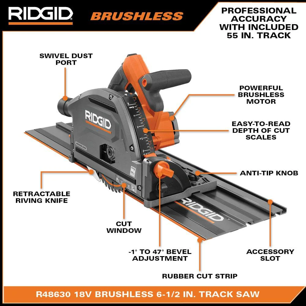 18V Brushless Cordless 6-1/2 in. Track Saw (Tool Only) - Image 4