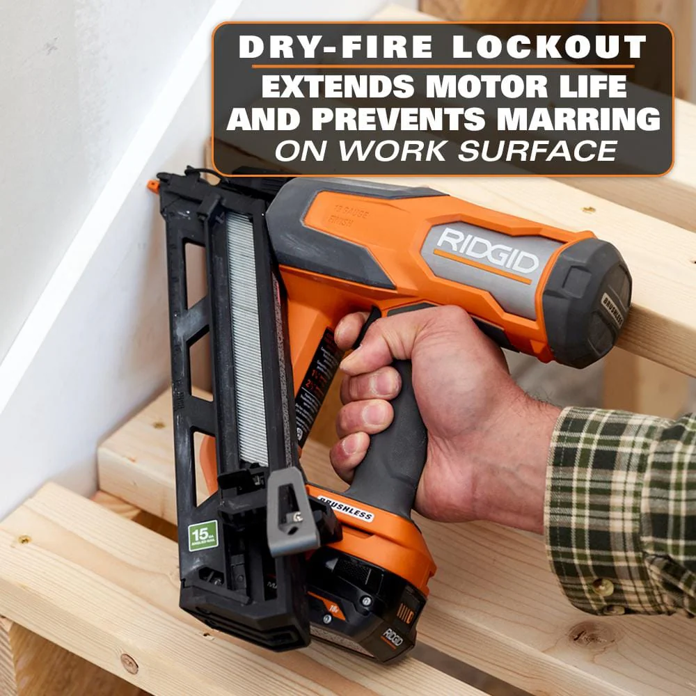 18V Brushless Cordless 15-Gauge Angled Finish Nailer Kit with 2.0Ah MAX Output Battery and Charger - Image 8