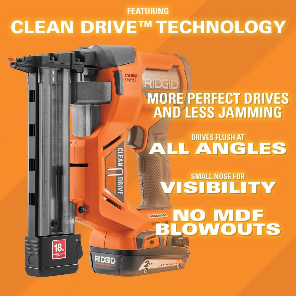 18V Brushless Cordless 18-Gauge Narrow Crown Stapler Kit with 2.0 Ah Battery and Charger - Image 8