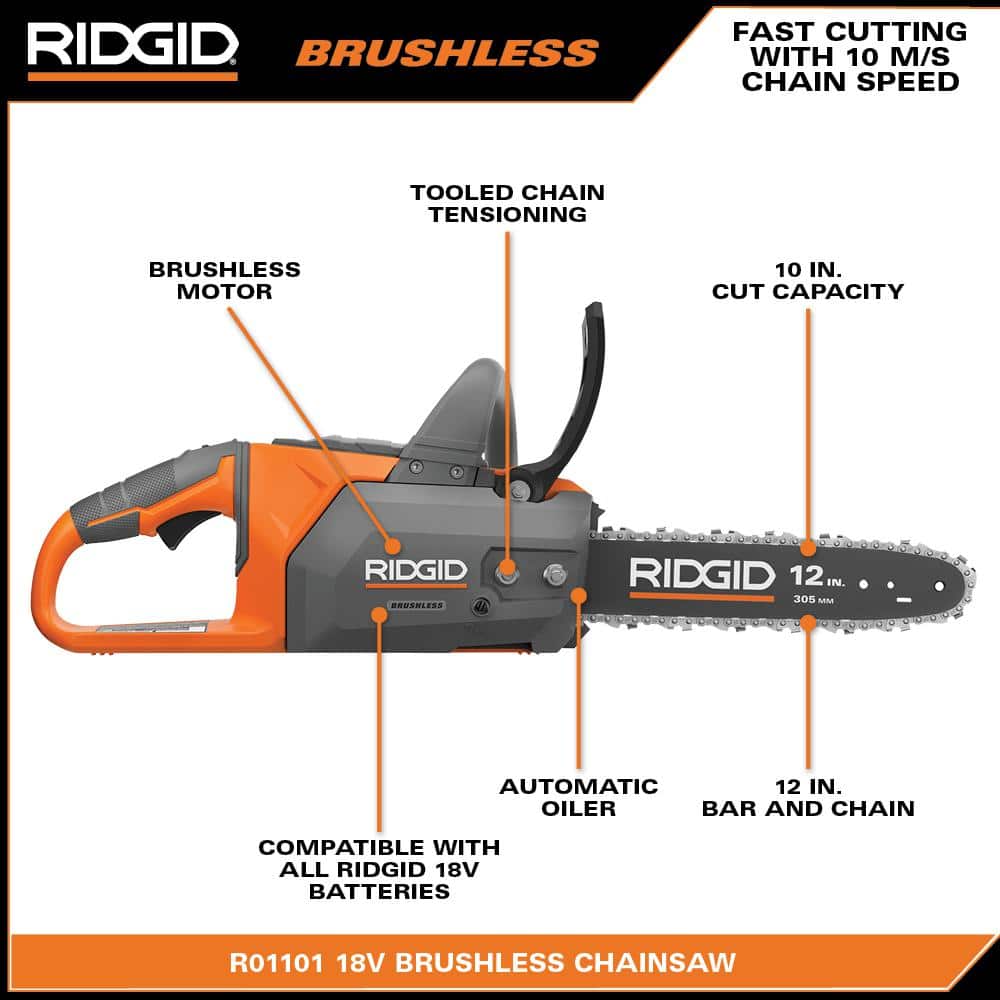 18V Brushless 12 in. Electric Battery Chainsaw (Tool Only) - Image 3