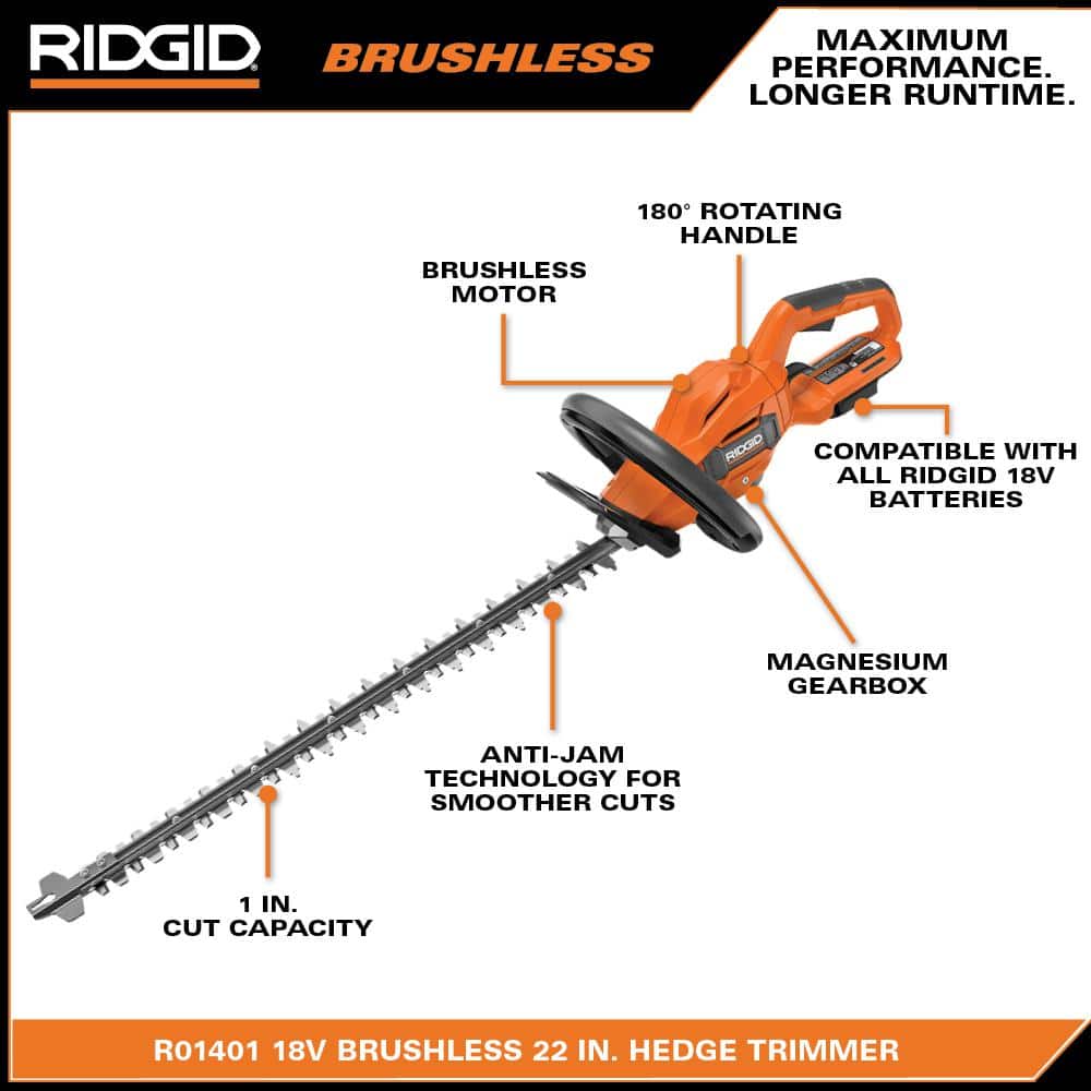 18V Brushless Cordless Battery 22 in. Hedge Trimmer with 2.0 Ah Battery and Charger - Image 3