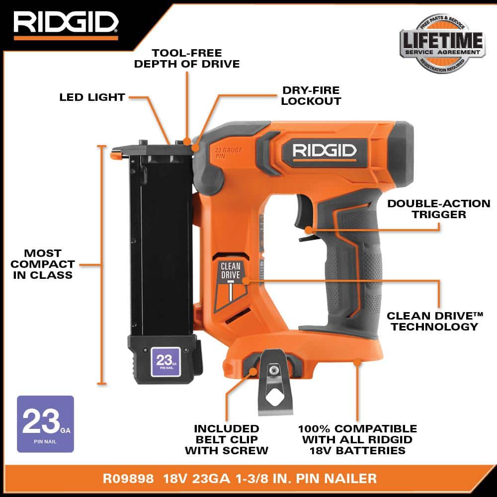 18V Cordless 23 Gauge 1-3/8 in. Headless Pin Nailer Kit with 2.0 Ah Battery and Charger - Image 3