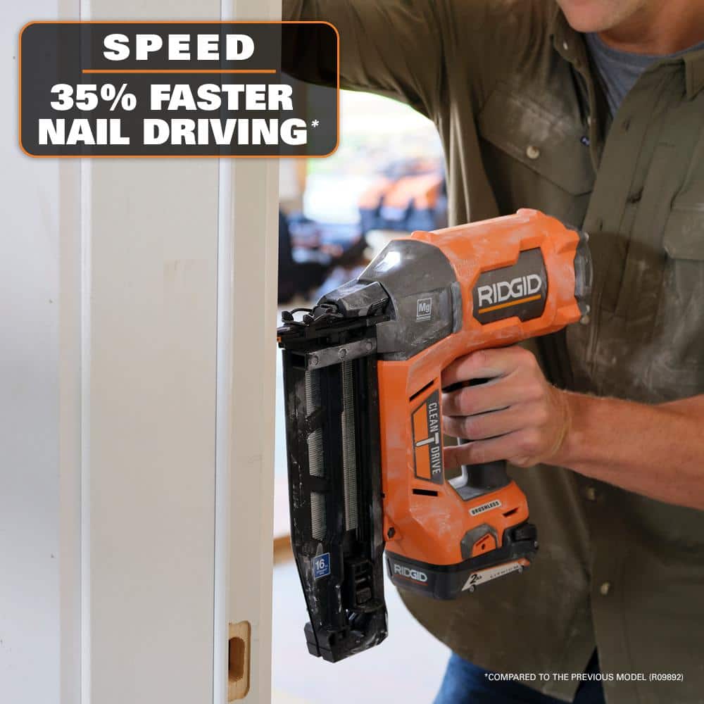 18V Brushless Cordless 16-Gauge 2-1/2 in. Straight Finish Nailer Kit with 2.0 Ah Battery and Charger - Image 3