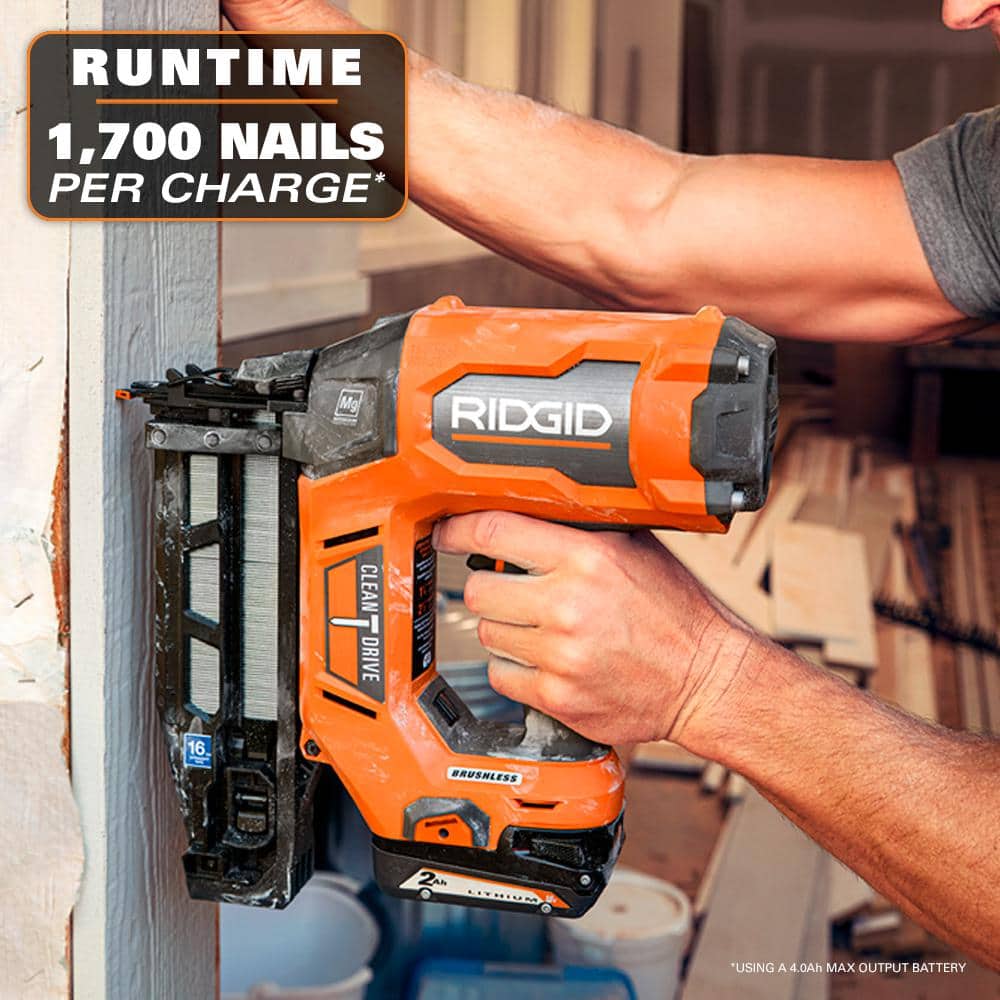 18V Brushless Cordless 16-Gauge 2-1/2 in. Straight Finish Nailer Kit with 2.0 Ah Battery and Charger - Image 5