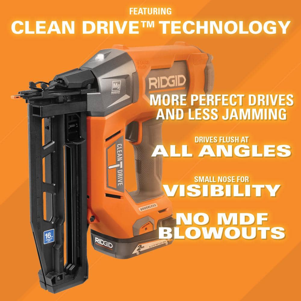 18V Brushless Cordless 16-Gauge 2-1/2 in. Straight Finish Nailer Kit with 2.0 Ah Battery and Charger - Image 8