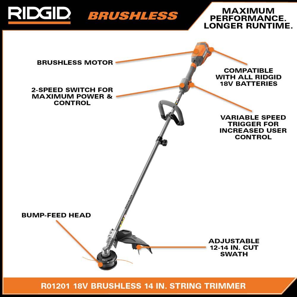 18V Brushless 14 in. Cordless Battery String Trimmer with 4.0 Ah Lithium-Ion Battery - Image 3
