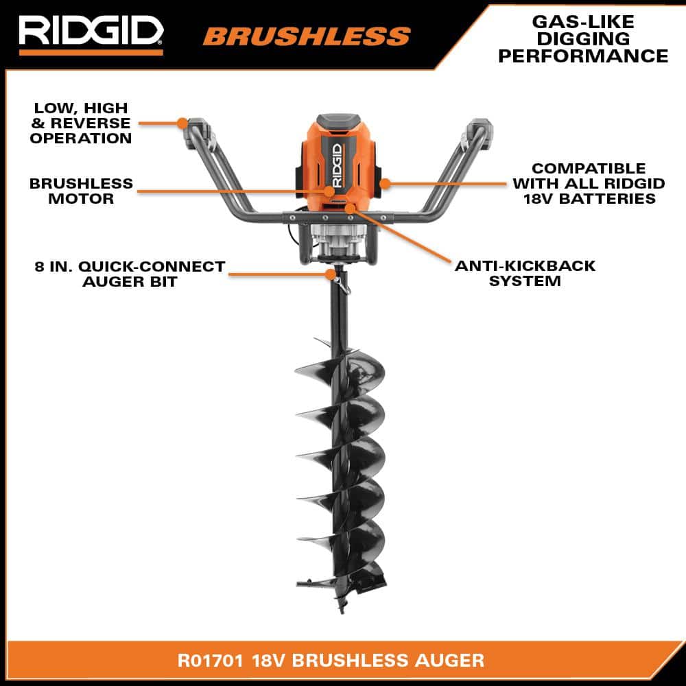 18-Volt Brushless Earth Auger with 8 in. Bit and (2) 4.0 Ah Batteries and Charger - Image 3